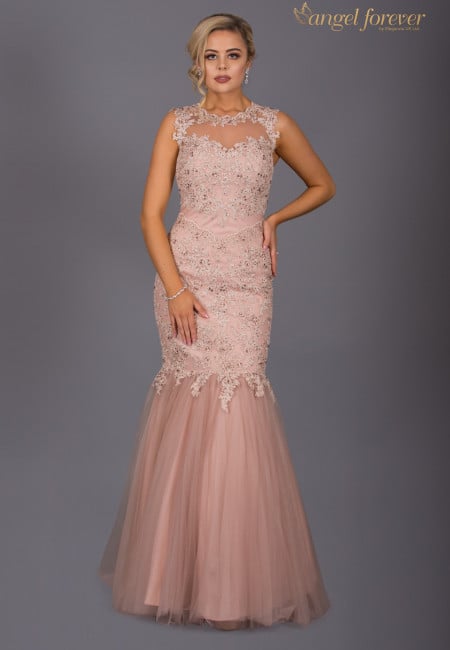 Angel Forever Pink Tulle & Lace Fishtail / Mermaid Prom Dress / Evening Dress
